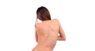 The curvature of the side (scoliosis) in the lower back area
